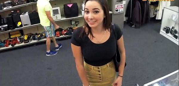  Busty college girl banged by pawn dude